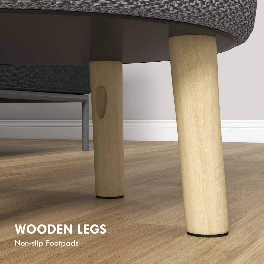 HOMCOM Storage Ottoman, Round Stool Chair with Cushioned Top, Hidden Space