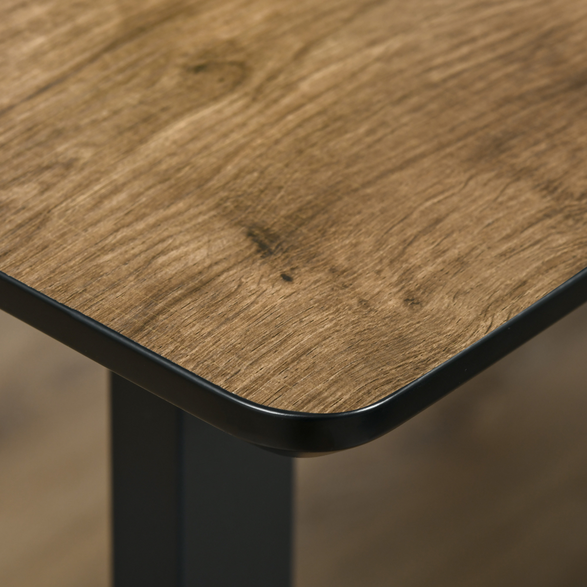 Extendable rectangular dining table with wood effect tabletop and metal frame by HomeCraft.