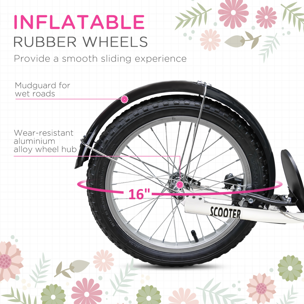 Kids Kick Scooter with basket and cup holder, featuring dual brakes and adjustable height for ages 5-12 by FunZone.