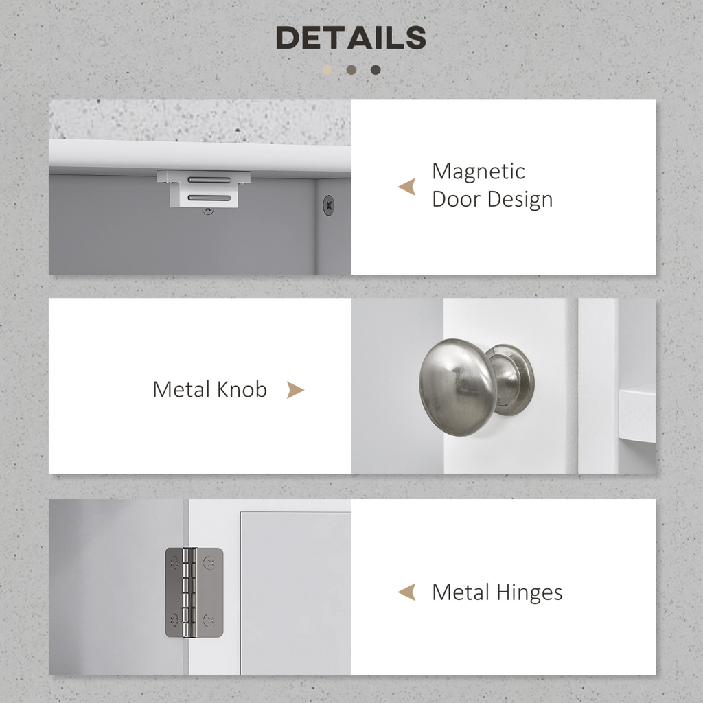 Wall Mount Mirror Cabinet - Bathroom Storage with Single Door & Glass Cupboard