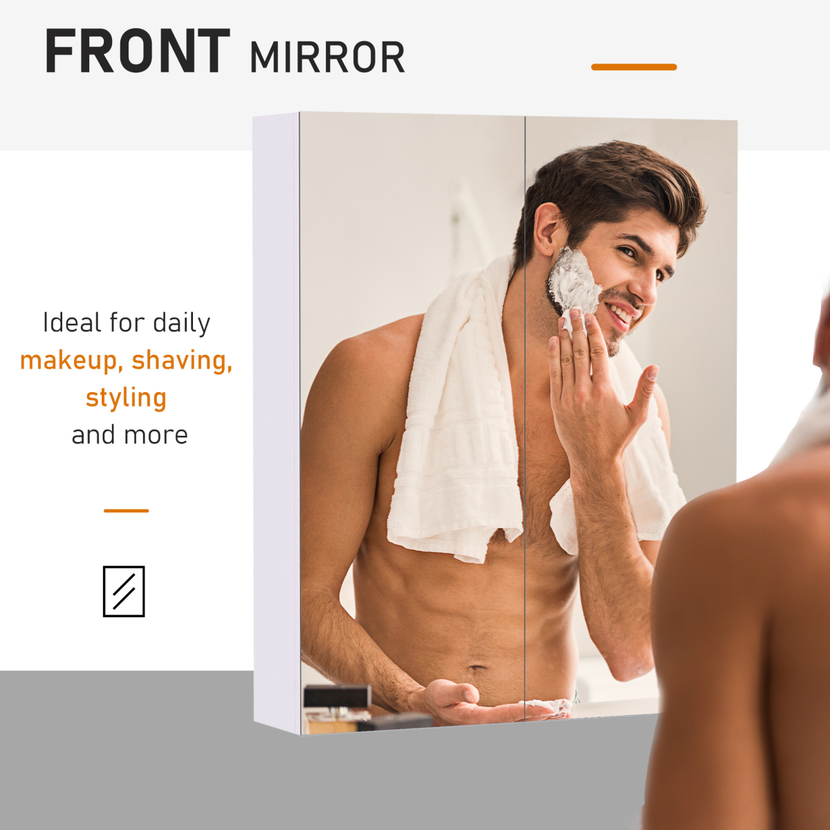 Wall-Mounted Mirror Cabinet with Adjustable Storage Shelves - 60x75cm