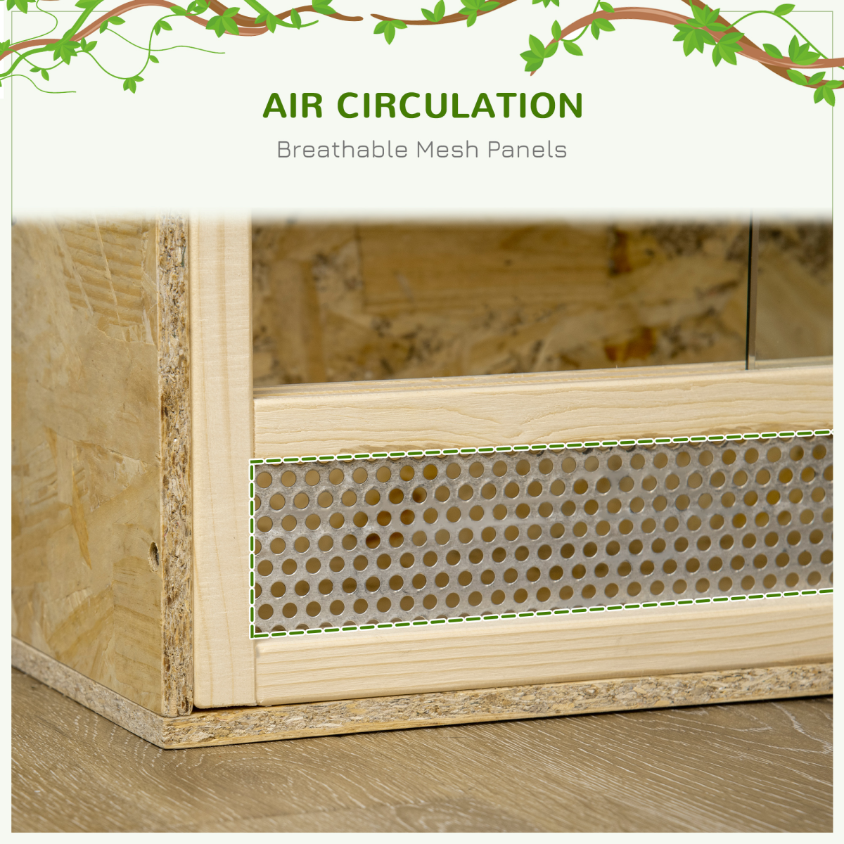 PawHut Reptile Terrarium w/ Transparent Sliding Doors, Breathable Mesh