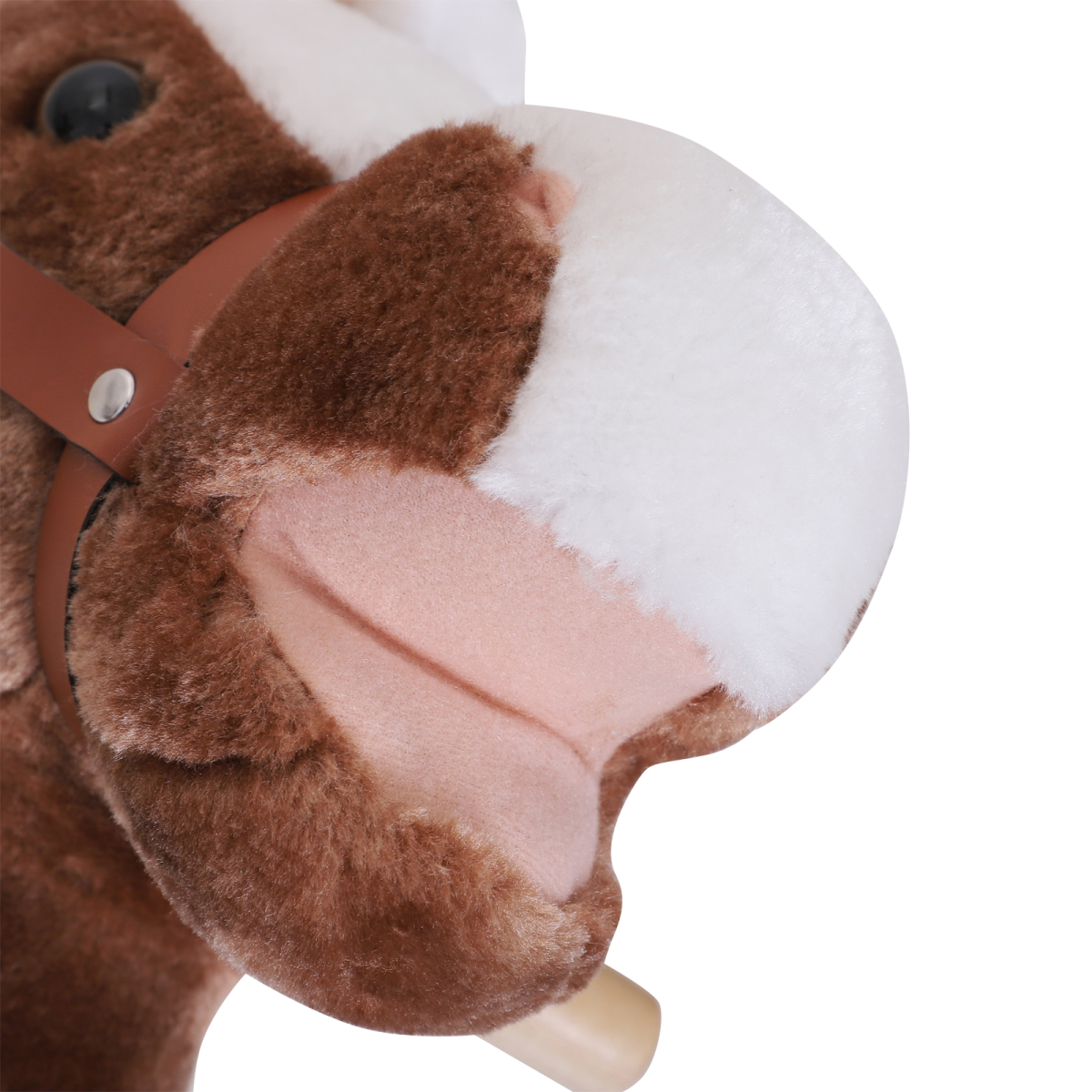 Kids wooden rocking horse by FunZone, featuring plush design, perfect for toddlers to enjoy safe and fun riding play.