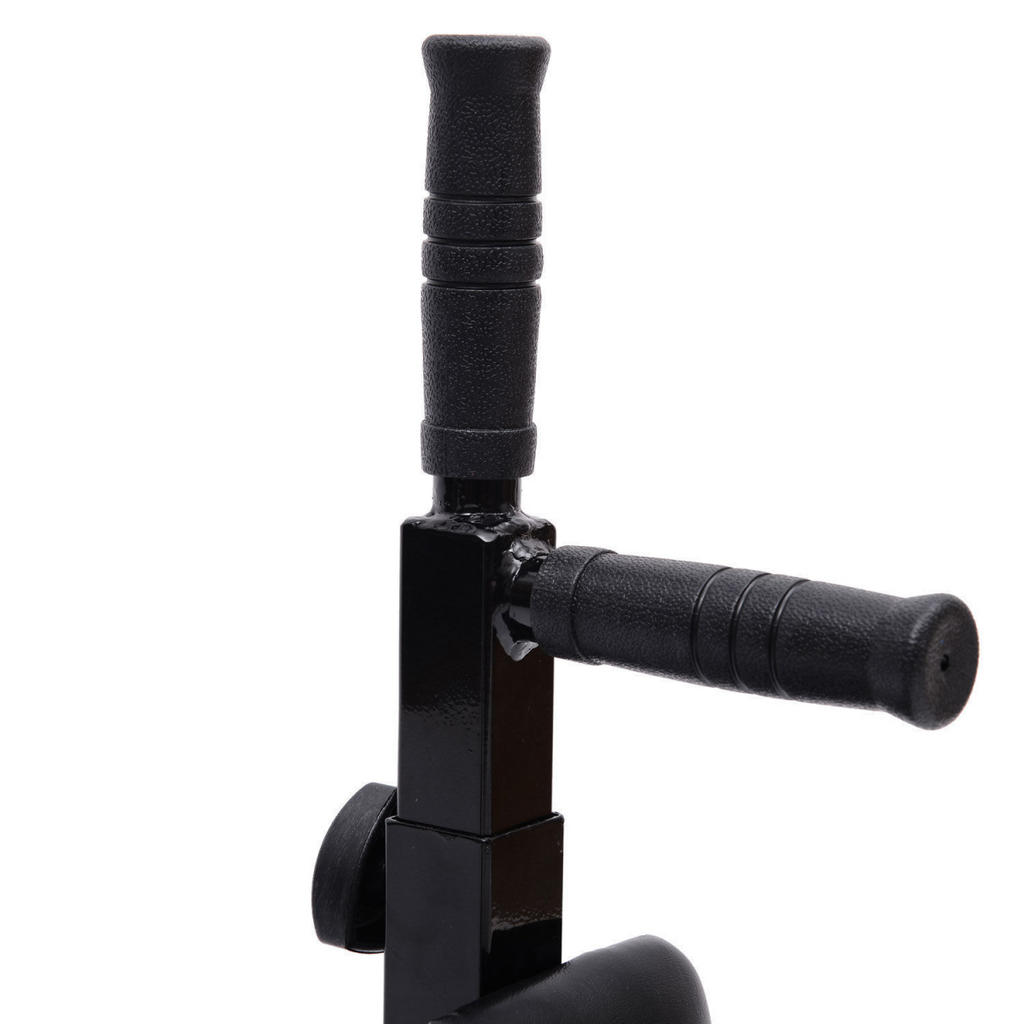 Wall mounted gym rack featuring a dip station, AB knee leg raise, and pull-up bar for strength training.