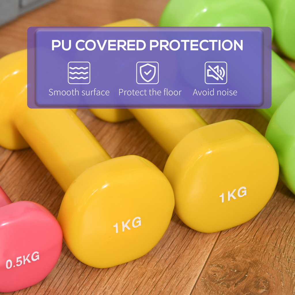 HOMCOM 6kg dumbbell weights set for men and women, perfect for home gym workouts, showcasing ergonomic design and grip.