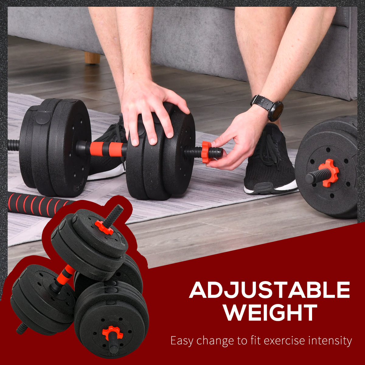 25kg Adjustable 2-in-1 Barbell and Dumbbell Weight Set by ActiveGear for body fitness training.