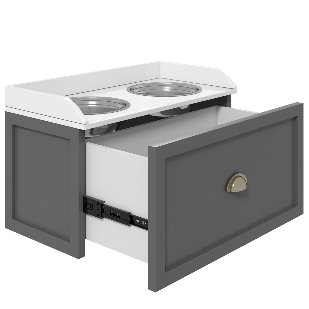 PawHut Stainless Steel Raised Dog Bowl with 21L Storage Drawer, for Large Dogs