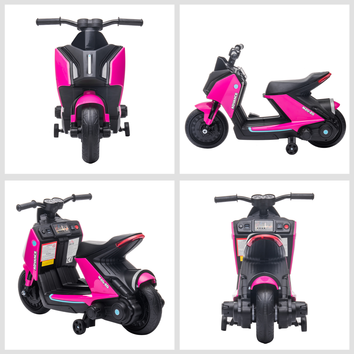 HOMCOM 6V Kids Electric Pedal Motorcycle in red, featuring battery-powered motorbike design for children.