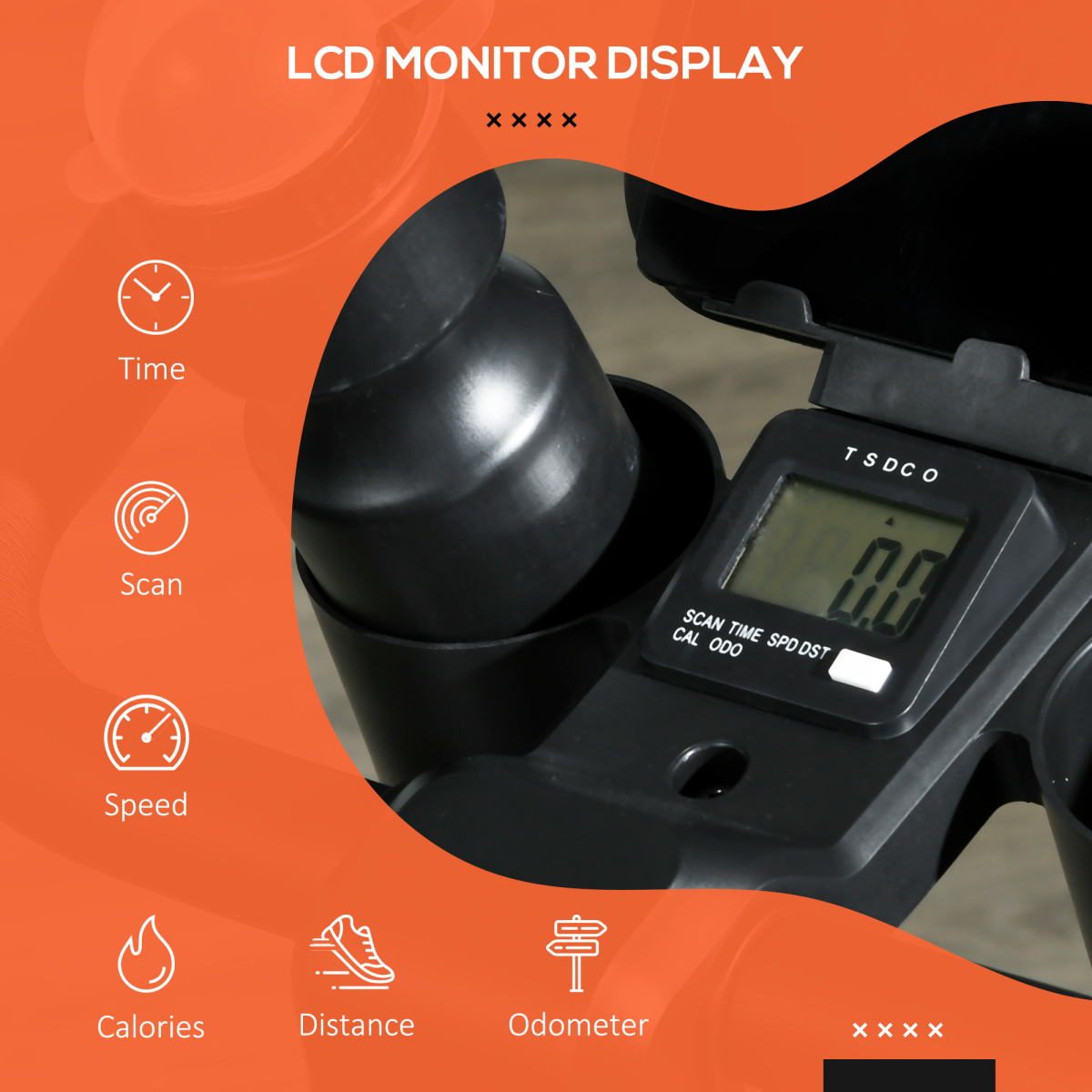 SPORTNOW stationary exercise bike with LCD display for home cardio workouts, featuring adjustable seat and sturdy frame.