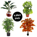 Set of 4 Realistic Artificial Plants & Trees for Home or Office