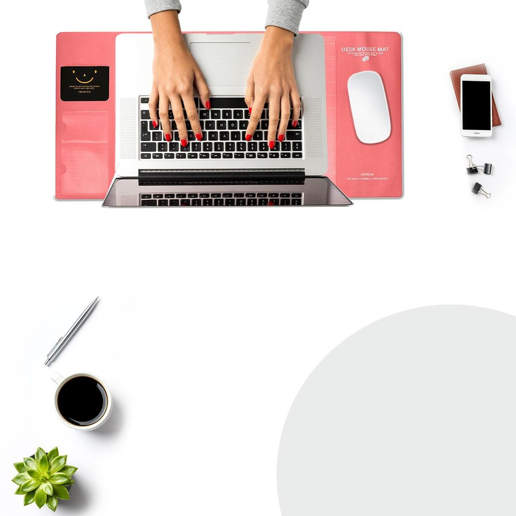 Pink multifunctional office desk mouse mat made of eco-friendly PVC+DS material by Aquarius.