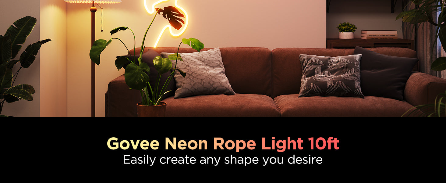 Govee Neon Rope Light 2 - 3m, Smart Shape Recognition, 64 Presets