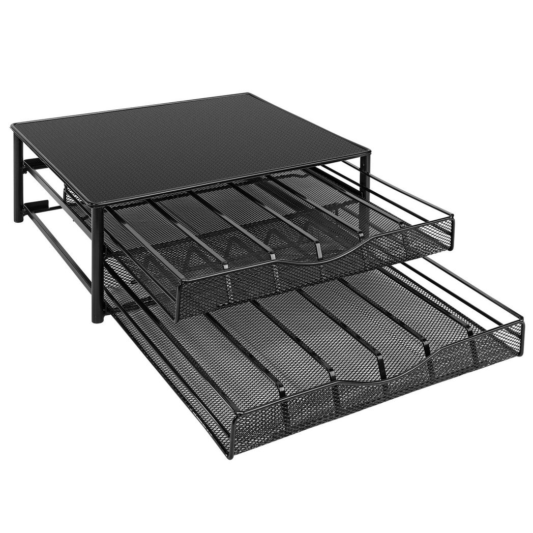 Black double drawer organizer for coffee pod storage by HomeCraft, featuring sleek design and easy access to pods.