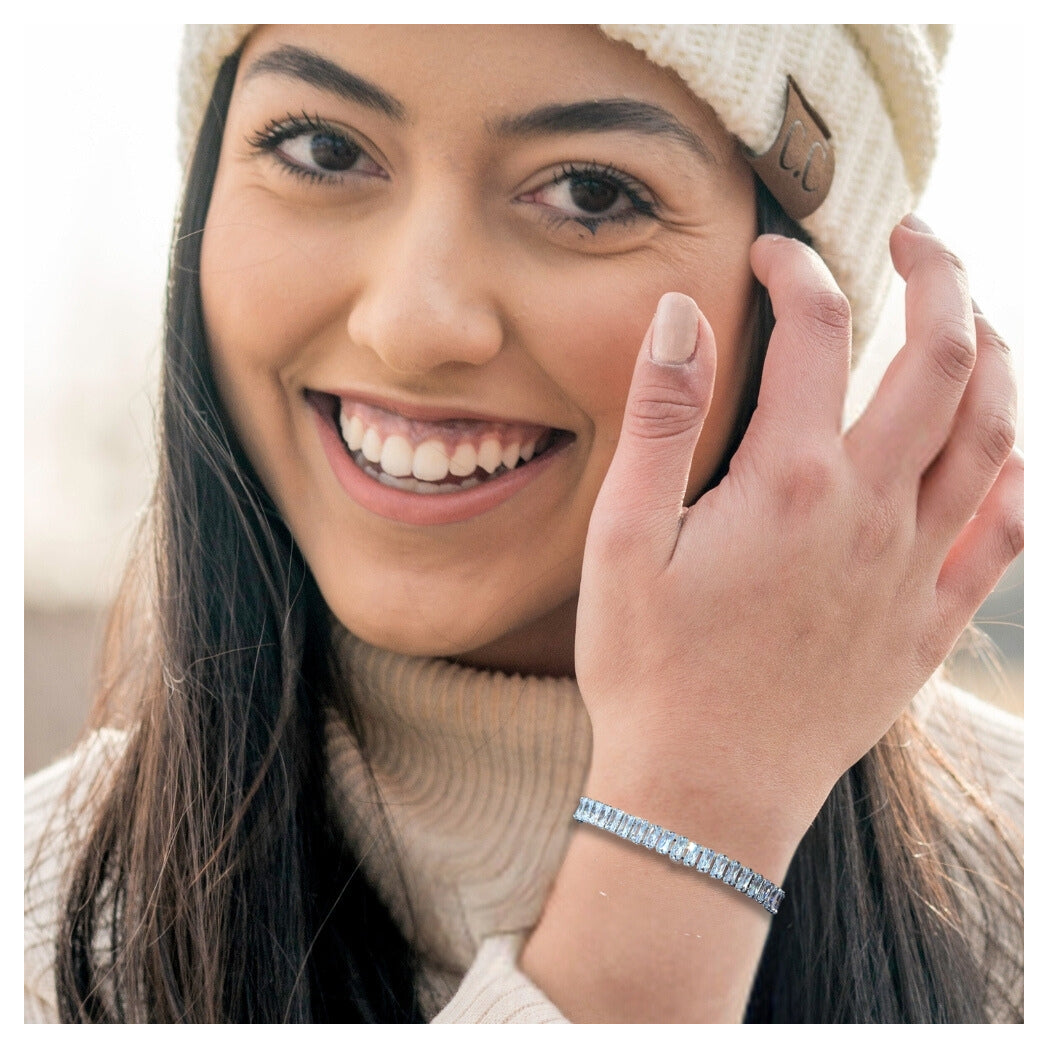 Cubic Zirconia Classic Tennis Bracelet - Platinum Plated - Nickel Free