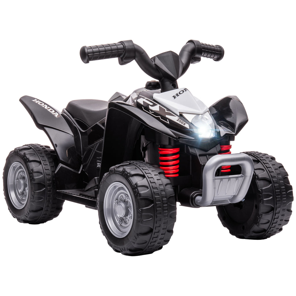 Black Honda licensed kids electric quad bike by HOMCOM, designed for ages 1.5-3 years, featuring four wheels and a sturdy frame.