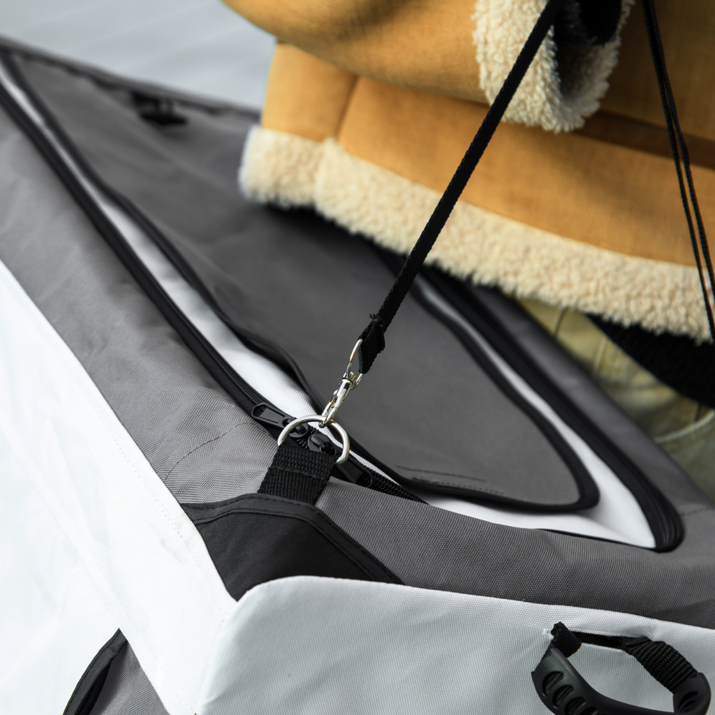 Foldable Pet Stroller with Detachable Carrier & Soft Padding - Grey