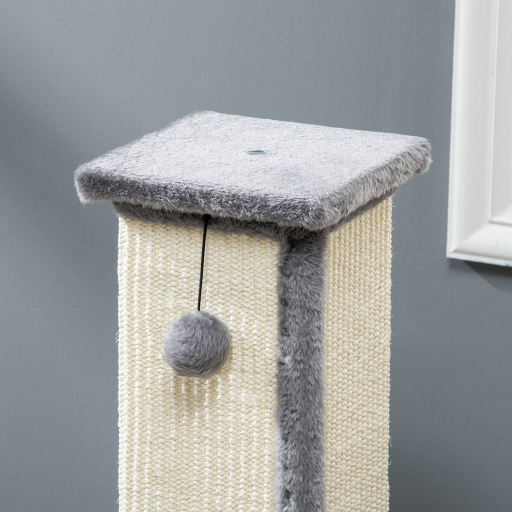 Cat Scratching Post 81cm Cat Scratcher w/ Natural Sisal Rope Hanging Ball Grey