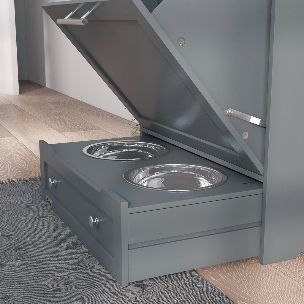 PawHut Pet Feeder Station Dog and Cat Food Storage Feeding Station Food Cabinet