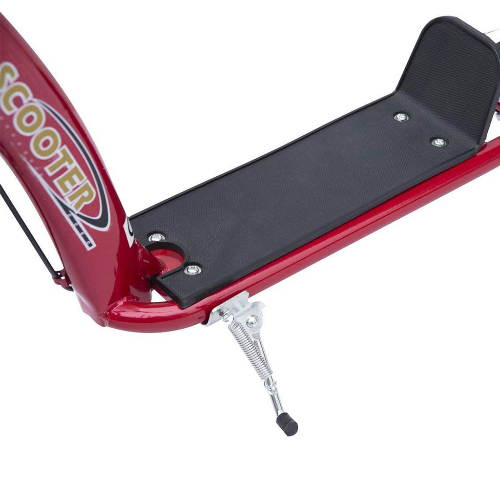 Red Teen Stunt Scooter with 12" EVA wheels and adjustable height, designed for ages 5 and up.