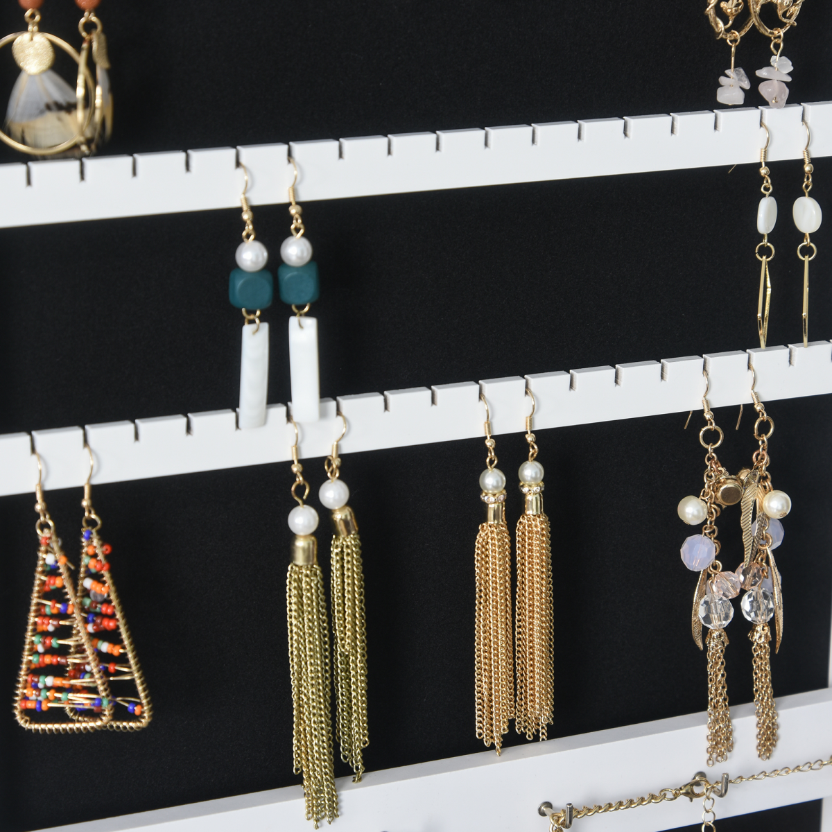 MDF Freestanding Glass Mirror Jewellery Cabinet - White