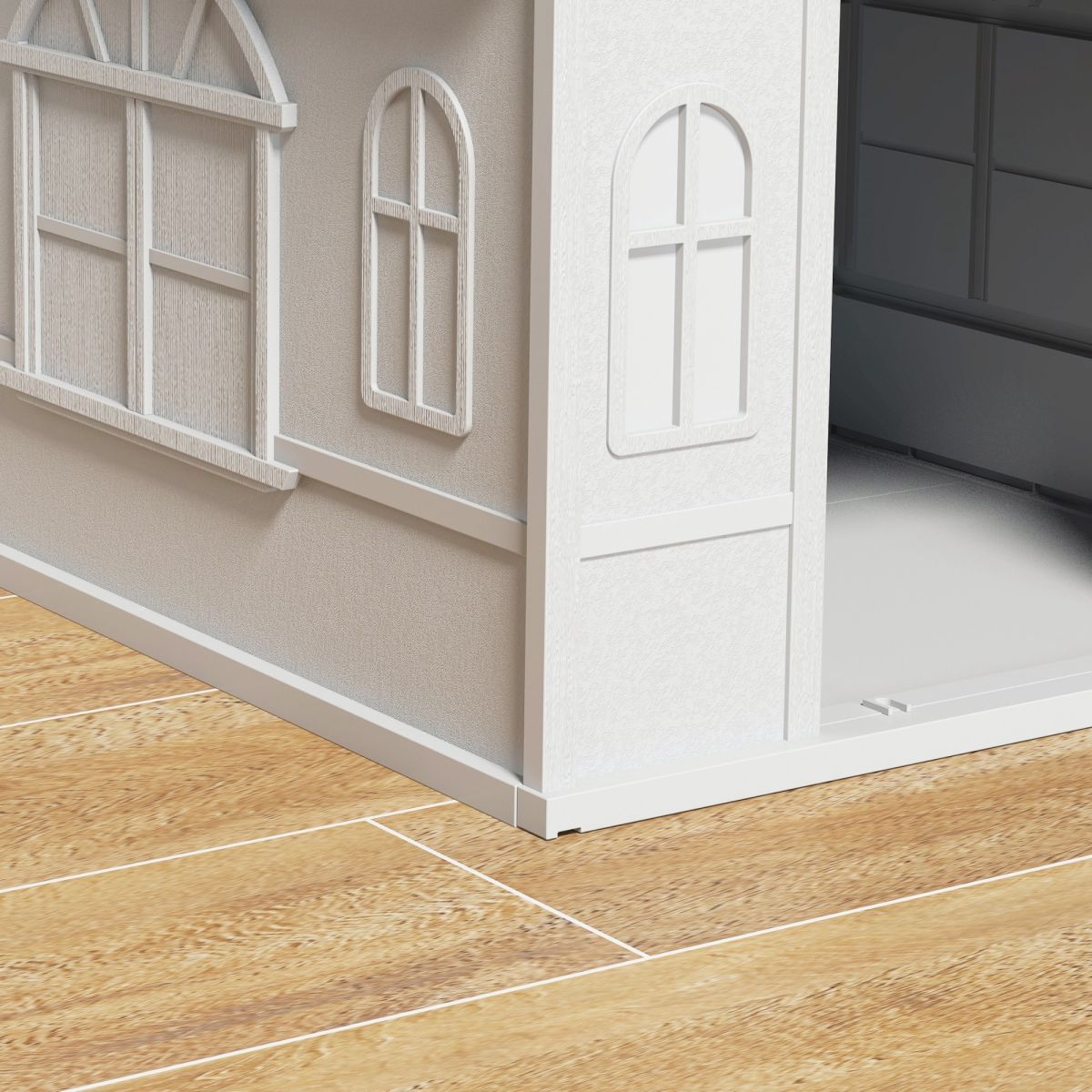 PawHut weather-resistant dog house for medium dogs in grey, featuring a sturdy design and cozy shelter for pets.