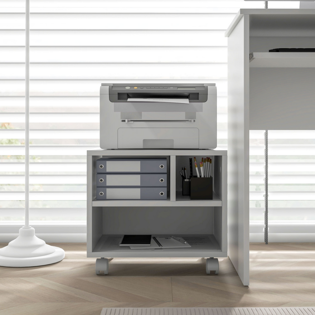HOMCOM Printer Stand with Storage Printer Cart on Wheels for Home Office White