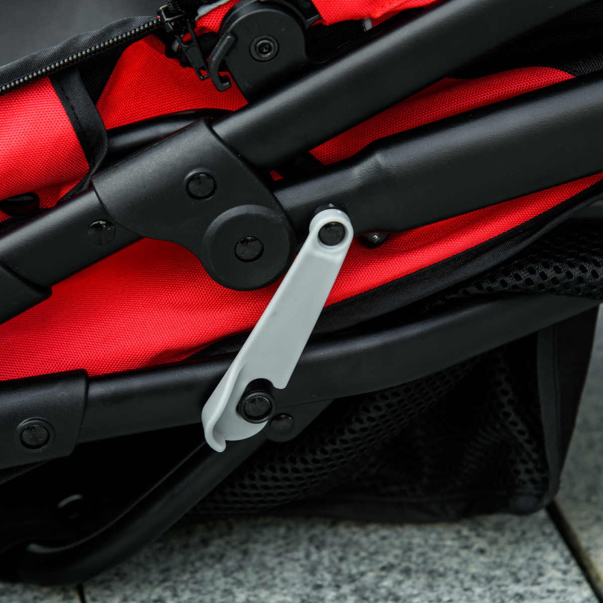 Foldable Pet Stroller Jogger w/ Canopy, Three Wheels, for Medium Dogs - Red