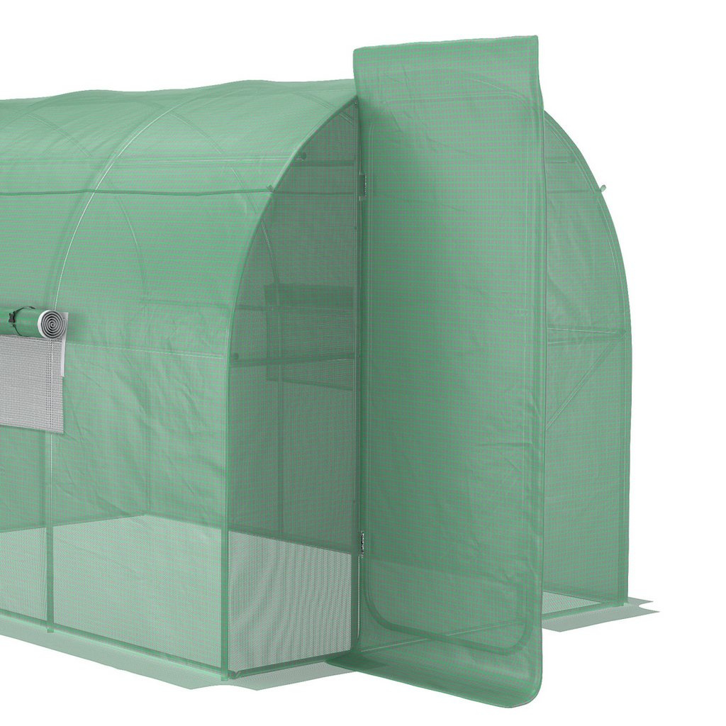 Outsunny 3 x 2M reinforced walk-in polytunnel greenhouse with a sturdy steel frame in a garden setting.