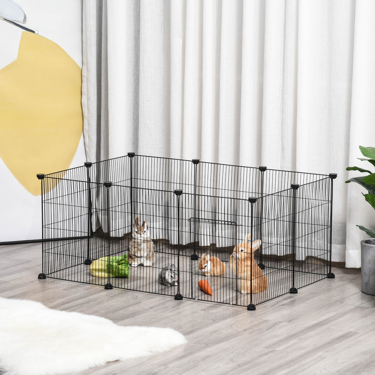DIY Pet Playpen Cage 22 Piece w/Door Bunny Chinchilla Guinea Pig Pawhut