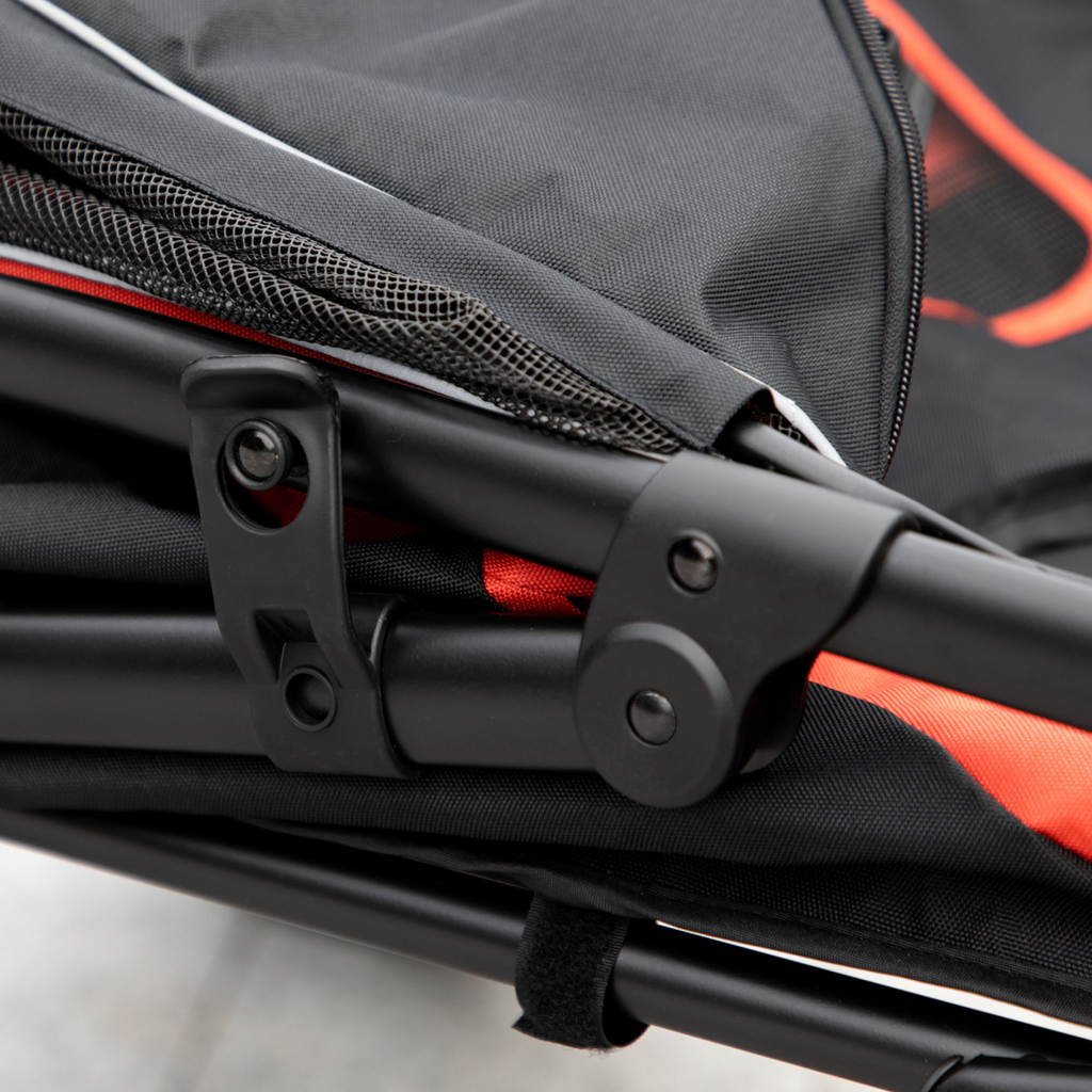 PawHut Foldable Dog Carriage w/ Universal Wheels, Shock Absorber - Red