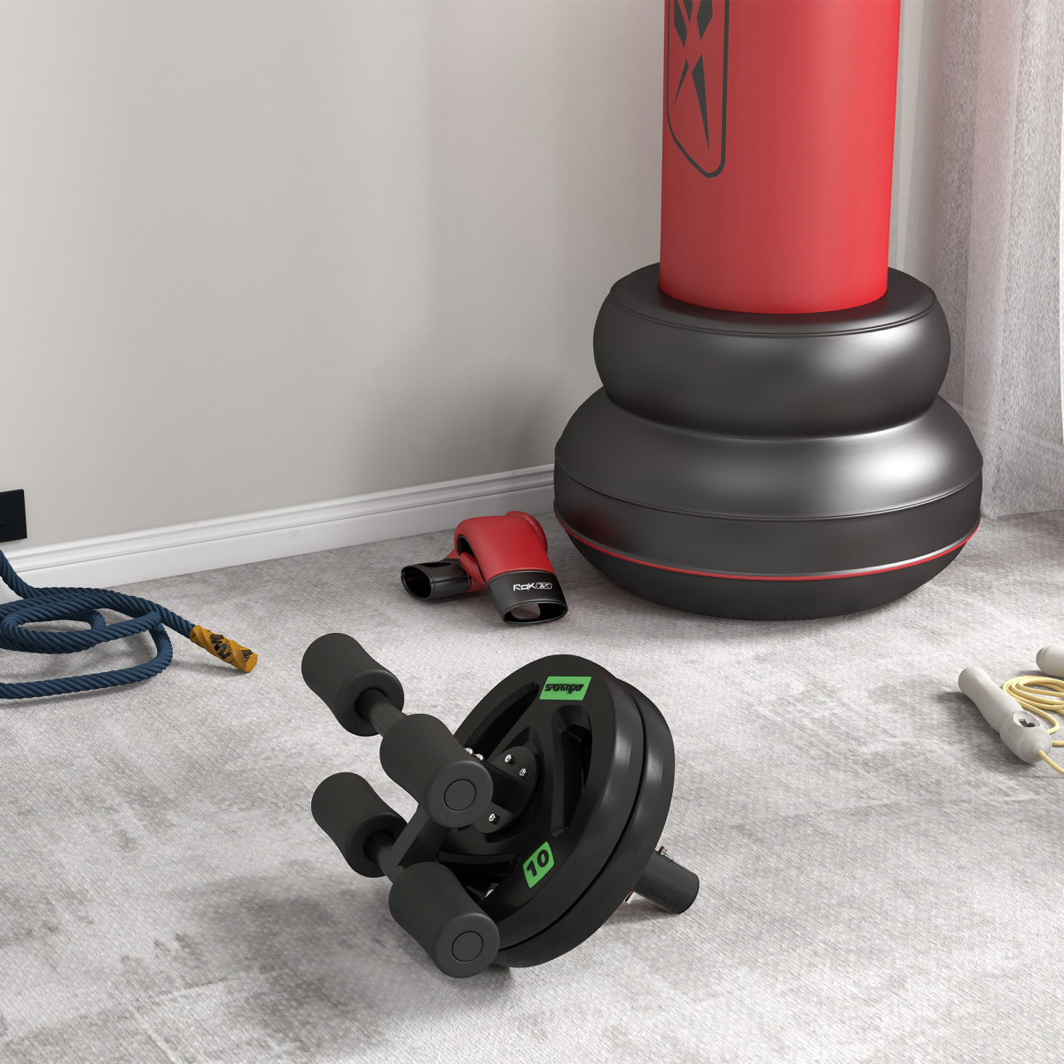 Olympic weight plates set featuring tri-grip design, 2-inch holes, and two 5kg weights for barbell workouts.
