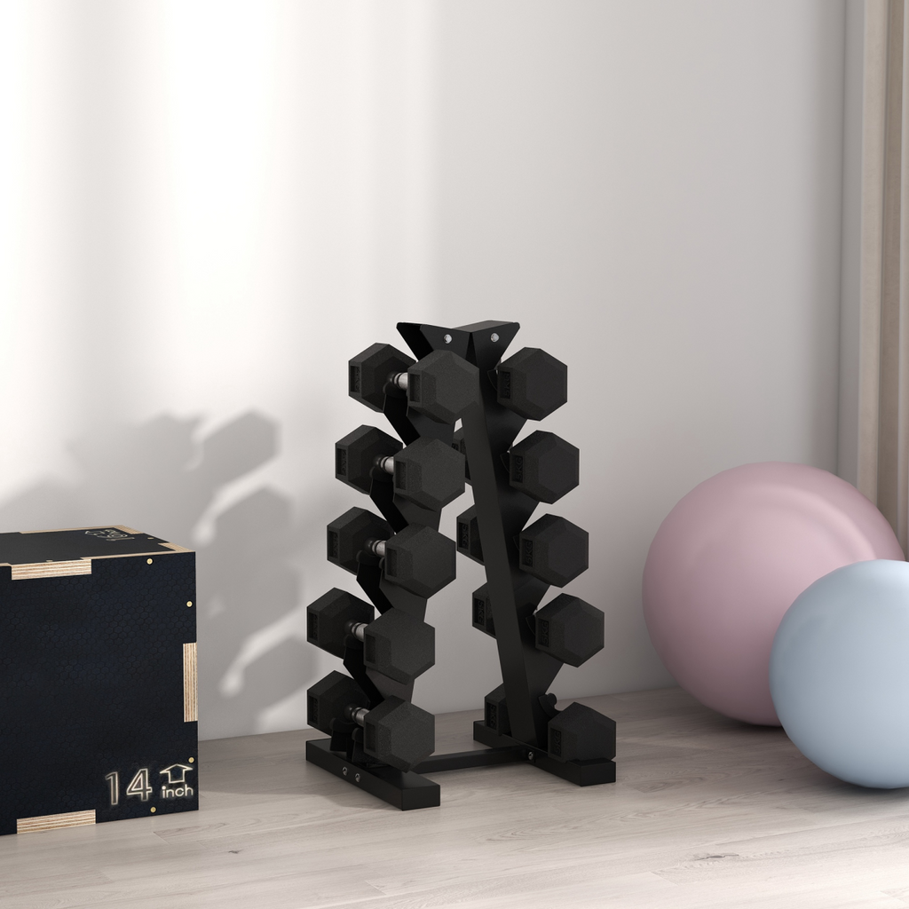 Five-Tier Weight Tree - Steel Dumbbell Rack for Home Gym Exercise