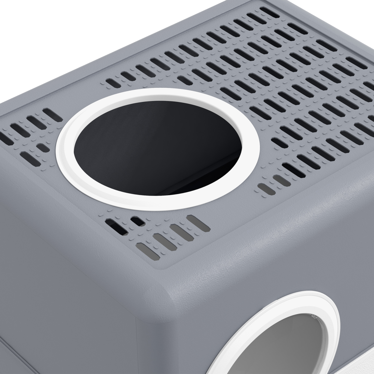 PawHut Enclosed Cat Litter Tray with Lid, Front Entry, Top Exit, Scoop - Grey