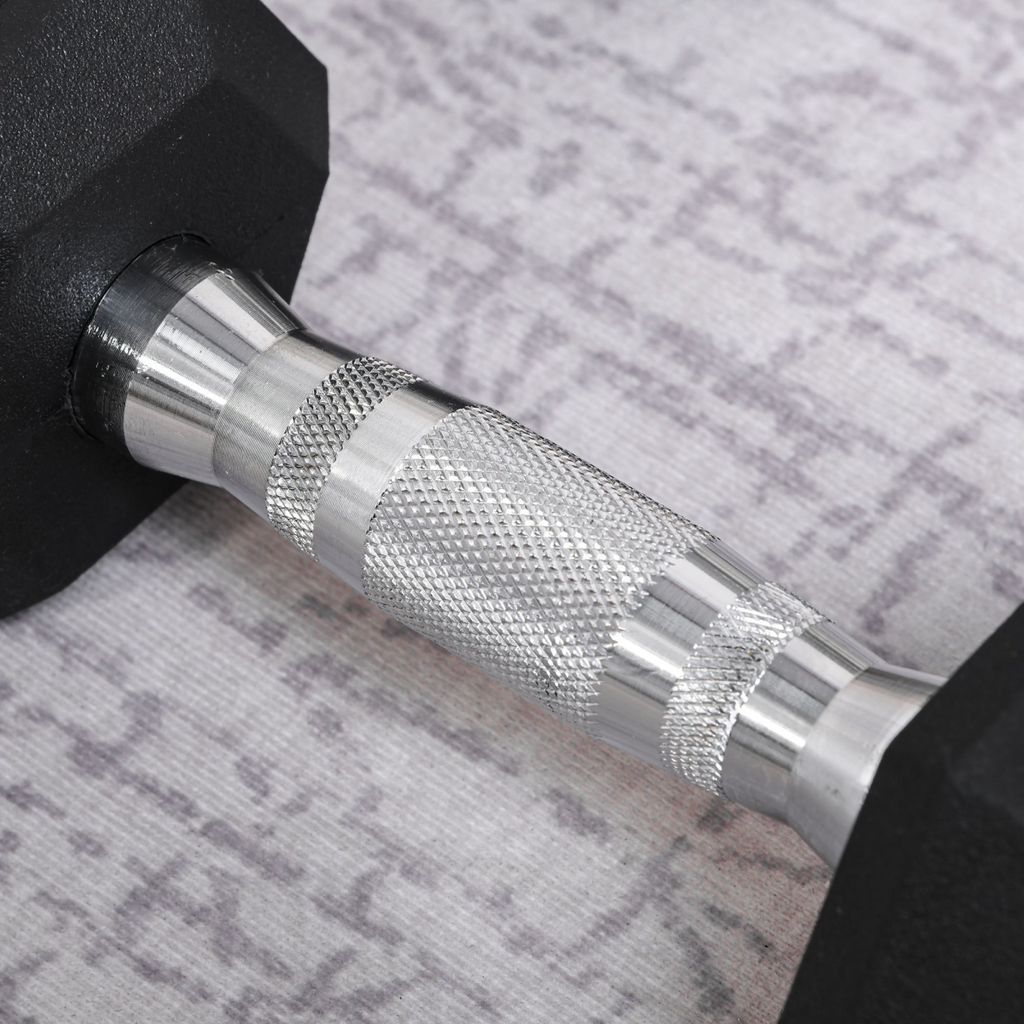 Hexagonal 2x4kg dumbbells for weight lifting, featuring a sturdy design suitable for home fitness workouts.