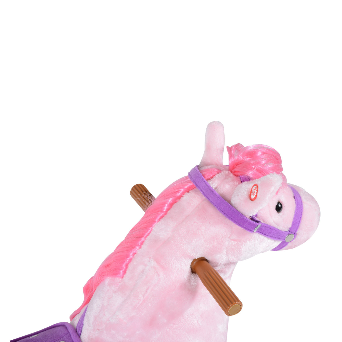 Child plush ride-on horse toy by HOMCOM with mechanical walking feature and sound, perfect for imaginative play.