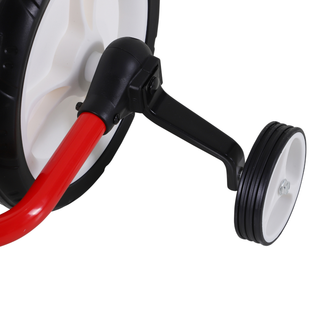 Red 2-in-1 Kids Balance Bike and Tricycle with stabilizers for ages 2-5, showcasing its adjustable seat and sturdy design.