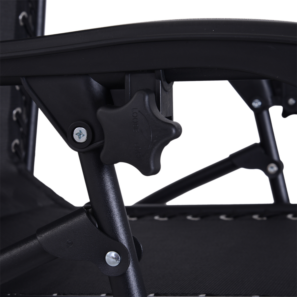 3PC Zero Gravity Chairs Sun Lounger Table Set w/ Cup Holders, Black Outsunny