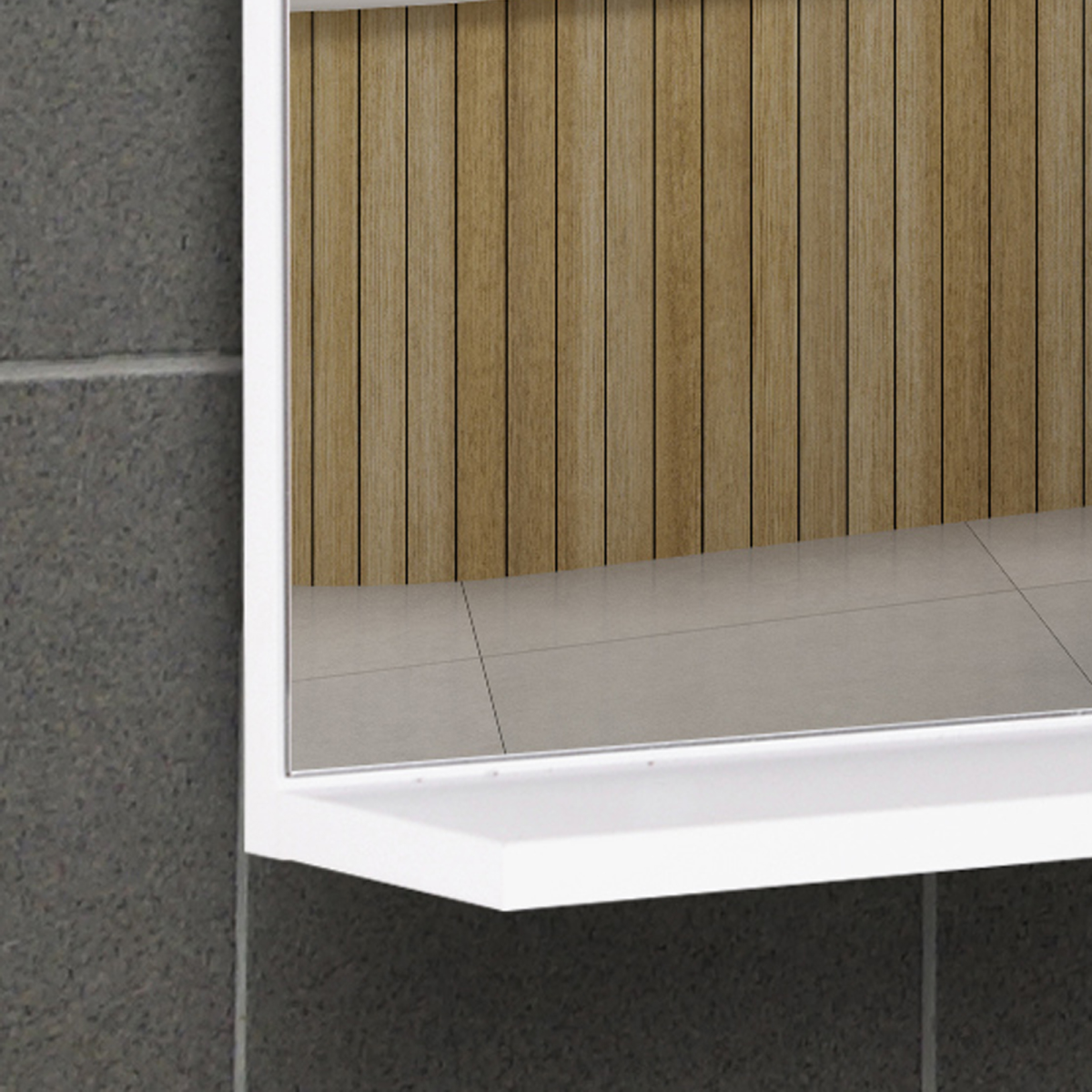 Modern Bathroom Wall Mounted Mirror with 3 Storage Open Shelves, White