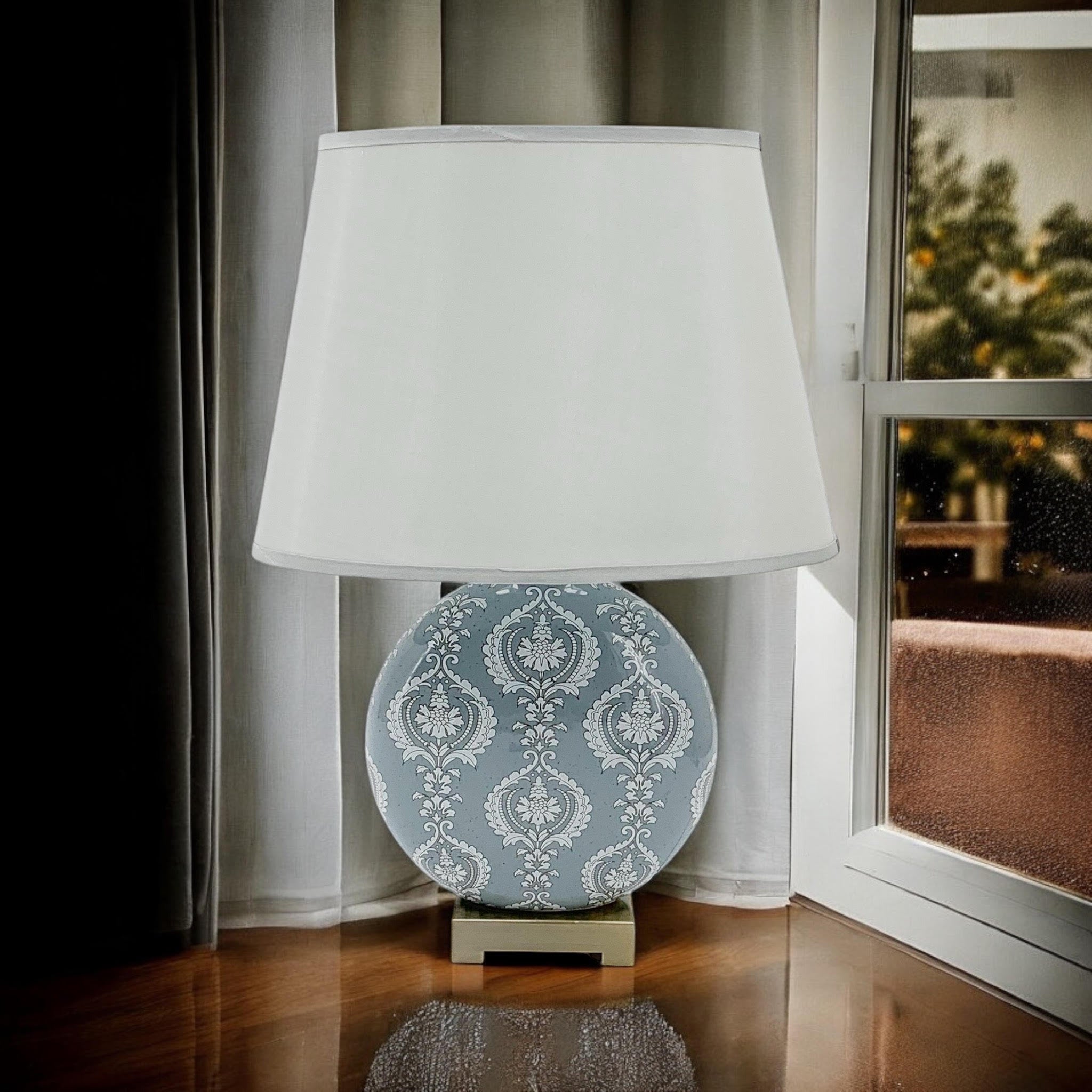 Table Lamp 42cm with Linen Shade - Traditional Design