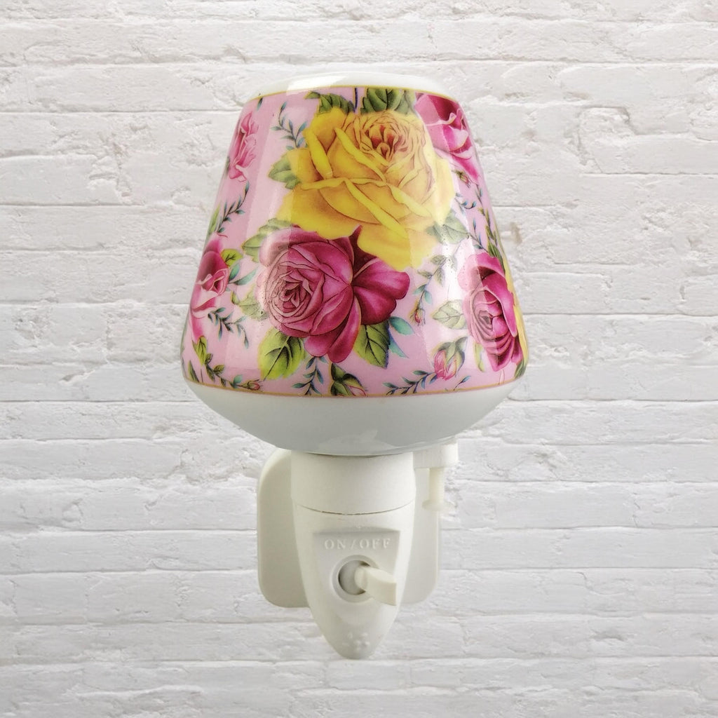 8 INCH FLORAL LED NIGHTLIGHT YELLOW  AND PINK ROSE
