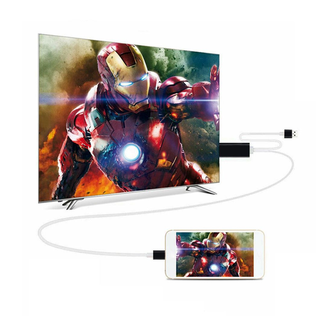 Full HD HDMI connector cable in black, designed for screen mirroring with phones and tablets by TechHub Aquarius.