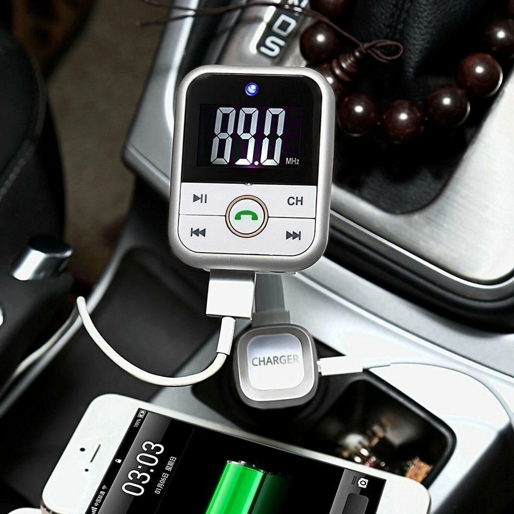 Bluetooth FM Transmitter - MP3 Player - Hands-Free Car Kit with USB Charger