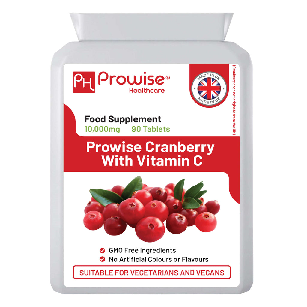 Cranberry with Vitamin C GlowCare supplement by Prowise Healthcare in a bottle with vibrant red capsules.