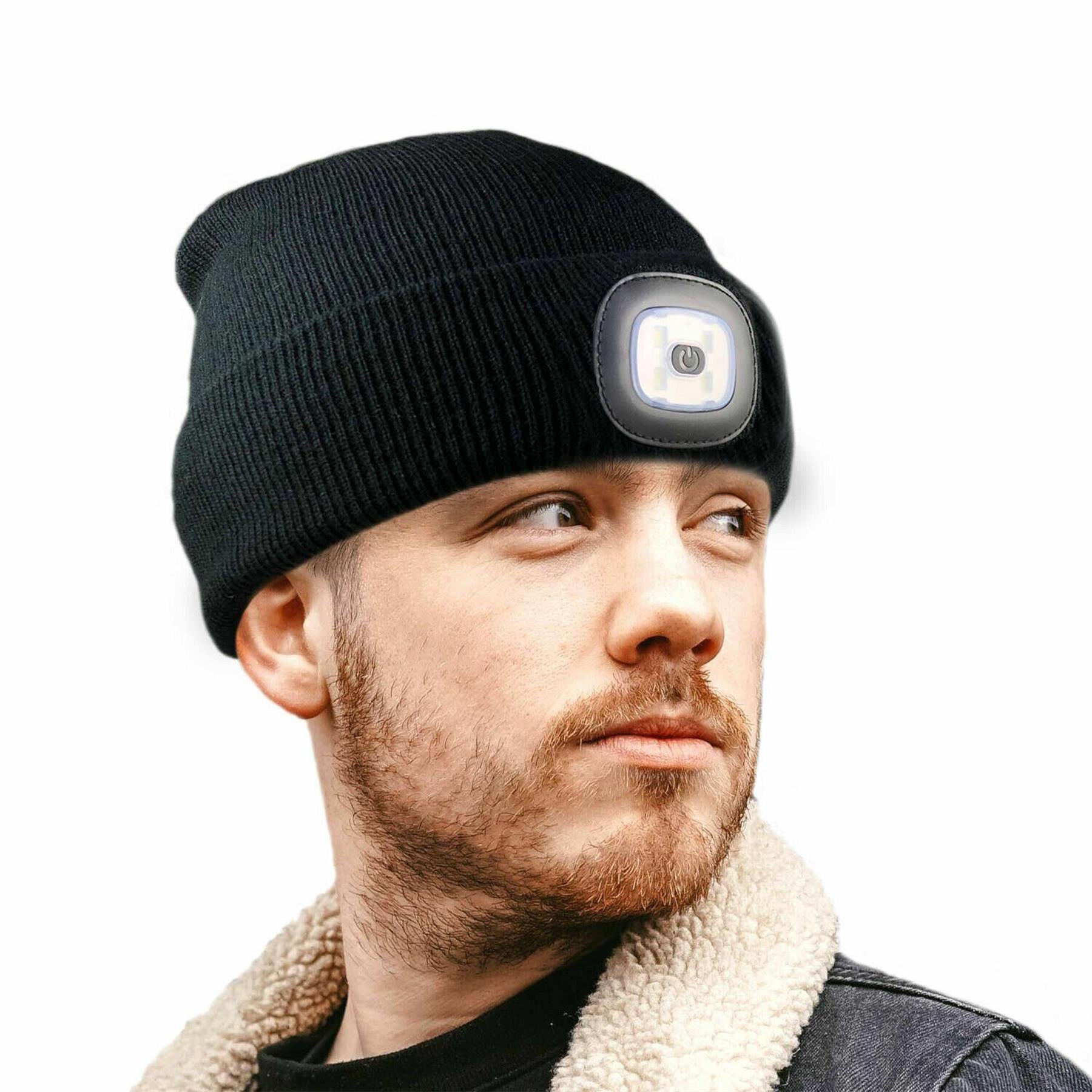 Knit Beanie Hat 4 LED Head Lamp Light Cap Outdoor Hunting Camping Fishing