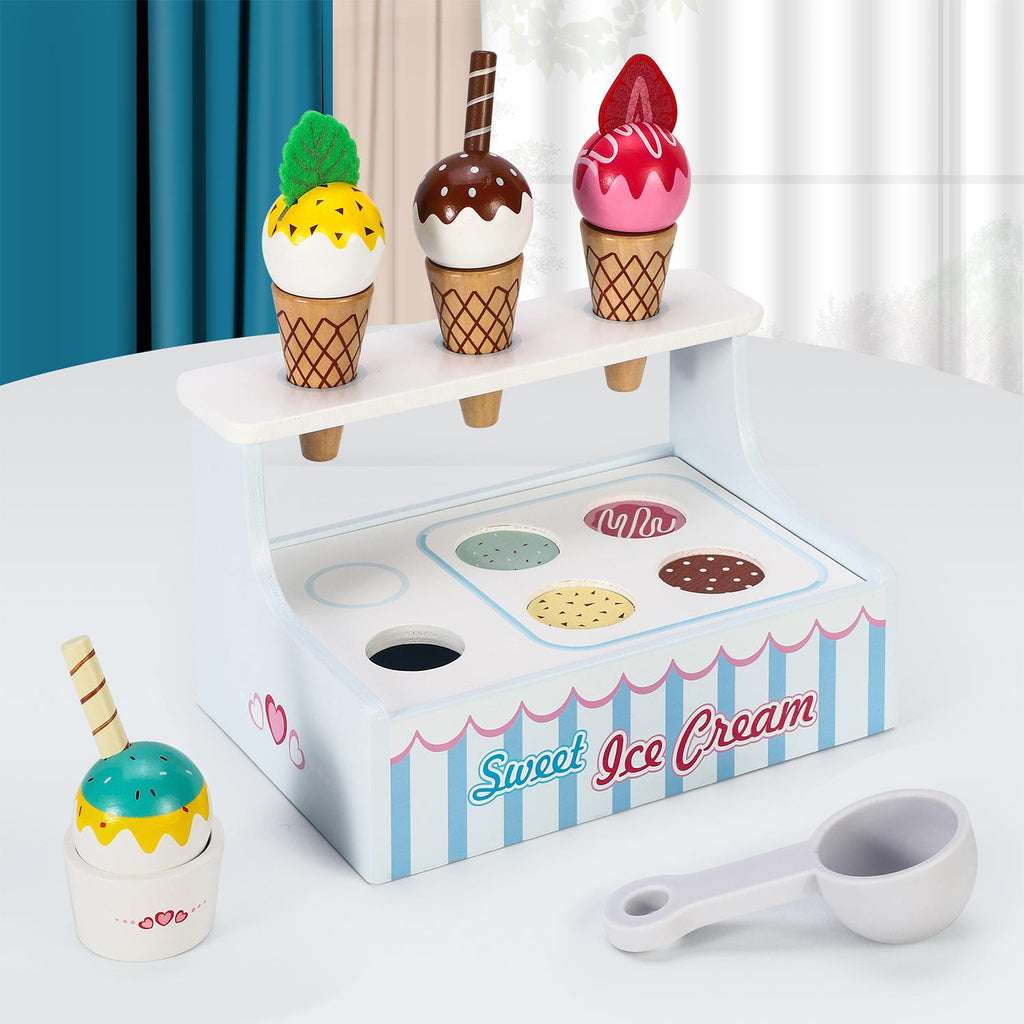SOKA Mini Ice Cream Shop playset with colorful ice cream cones and accessories for imaginative play.