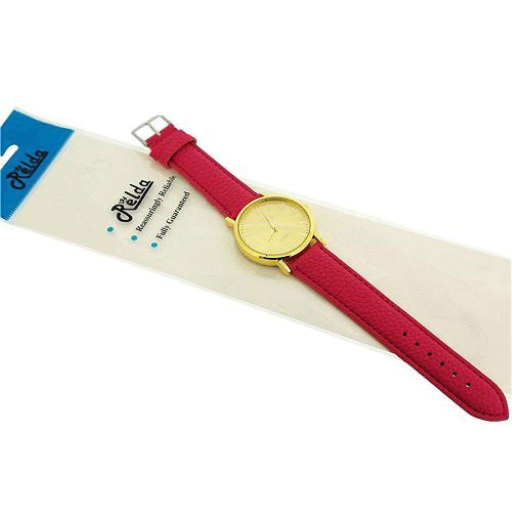 Relda Women Analogue Jumbo Gold tone Dial & Leather Pink Strap With Buckle REL61