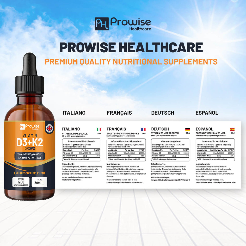 GlowCare Vitamin D3 4000iu and K2 MK7 orange liquid drops in a 30ml bottle against a white background.