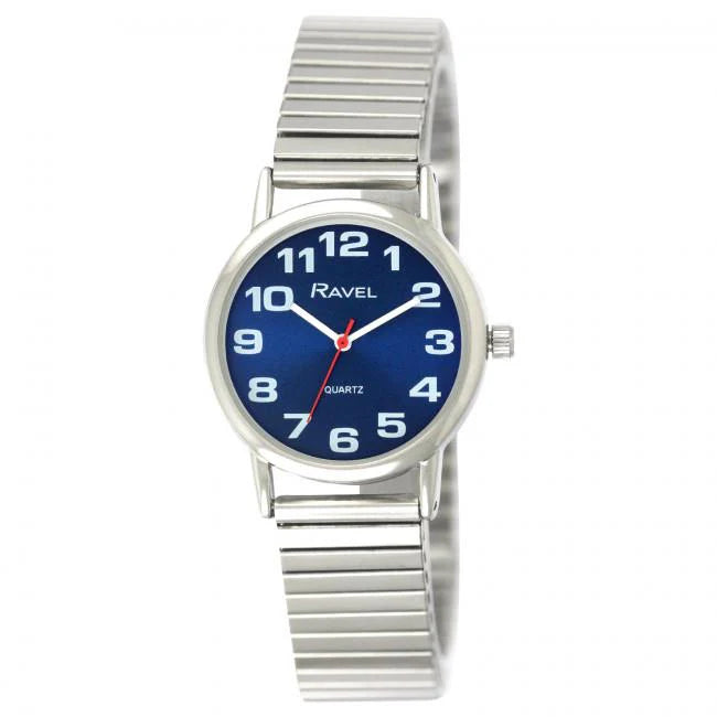 Ravel Mens Blue Dial Silver Expander Bracelet Watch
