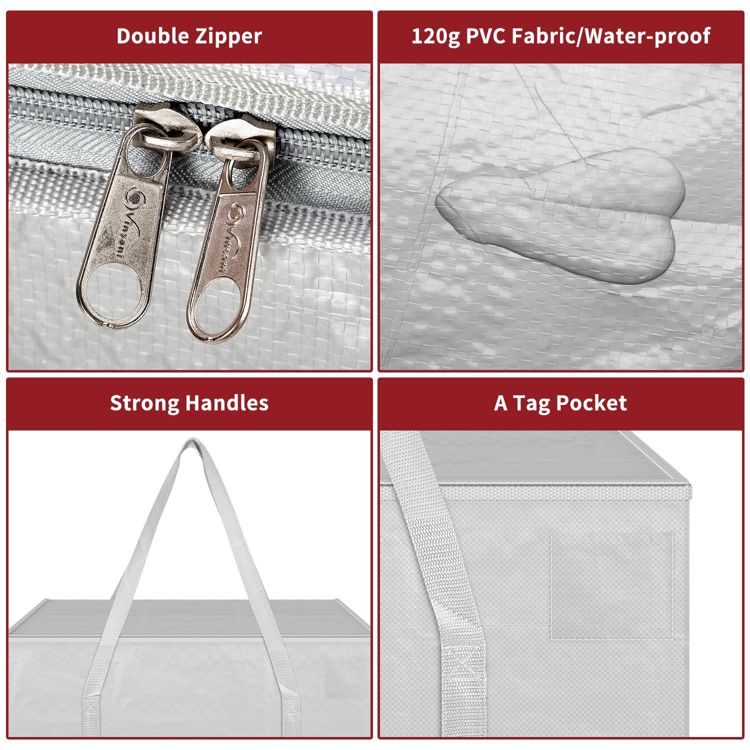 Vinsani grey 6-pack moving bags displayed, showcasing durable fabric and spacious design for easy packing and transport.