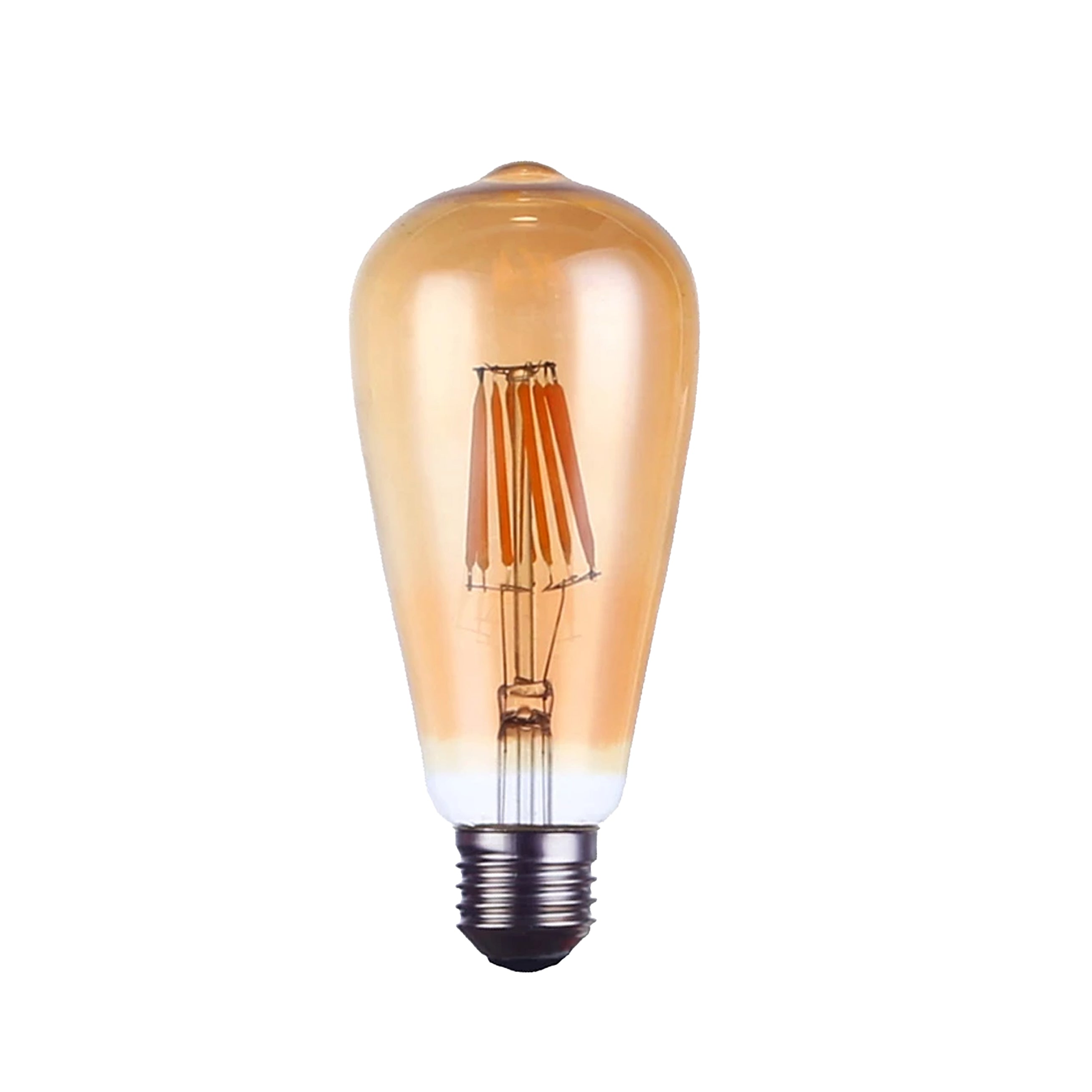 Five Ledsone vintage amber ST64 LED Edison bulbs in E27 base, dimmable, 2700K warm light.